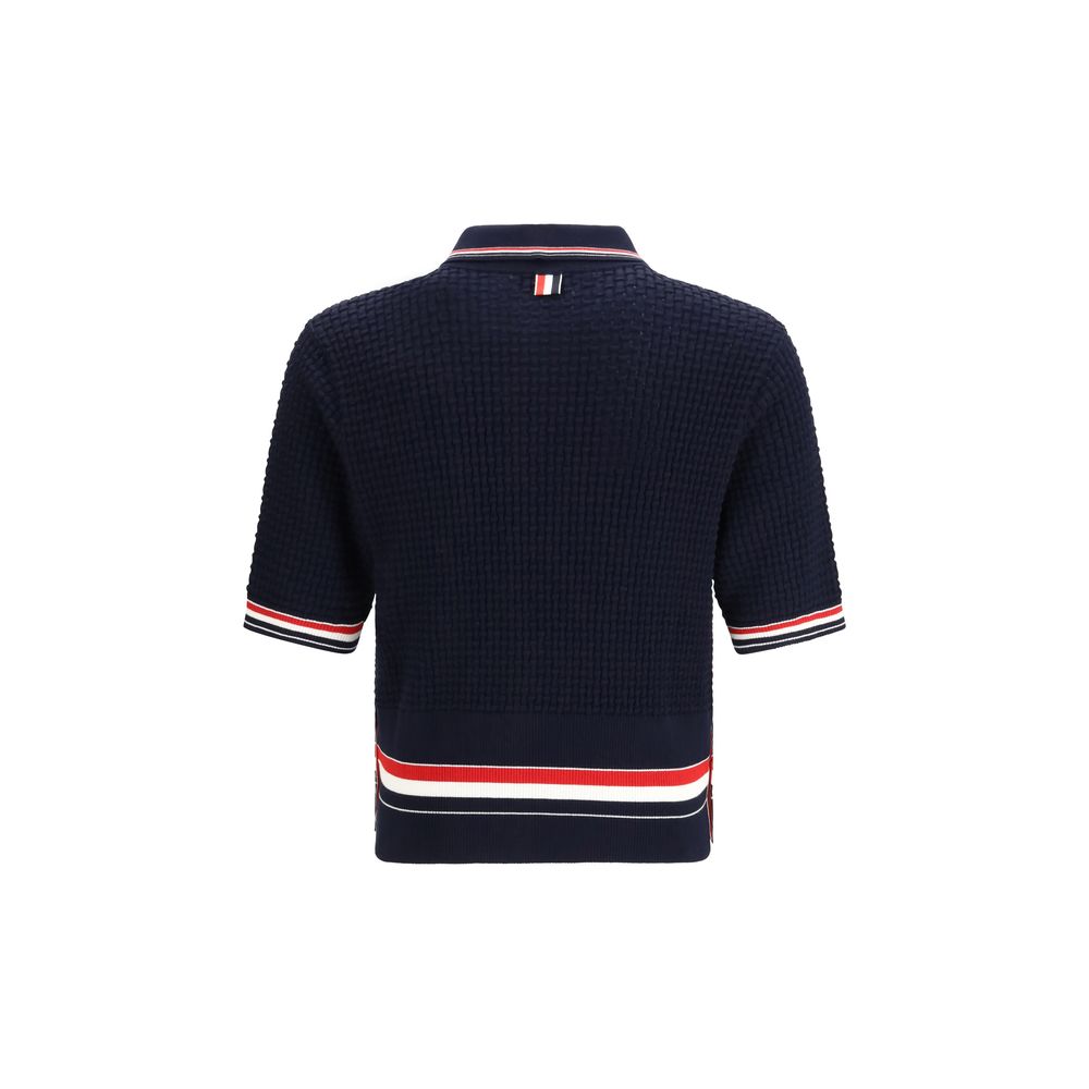 Thom Browne Blue Cotton Polo Shirt