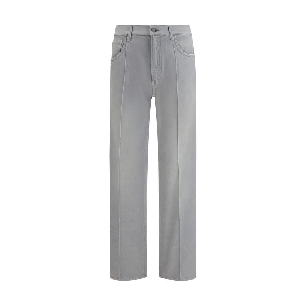 Prada Gray Cotton Straight-Leg Jeans