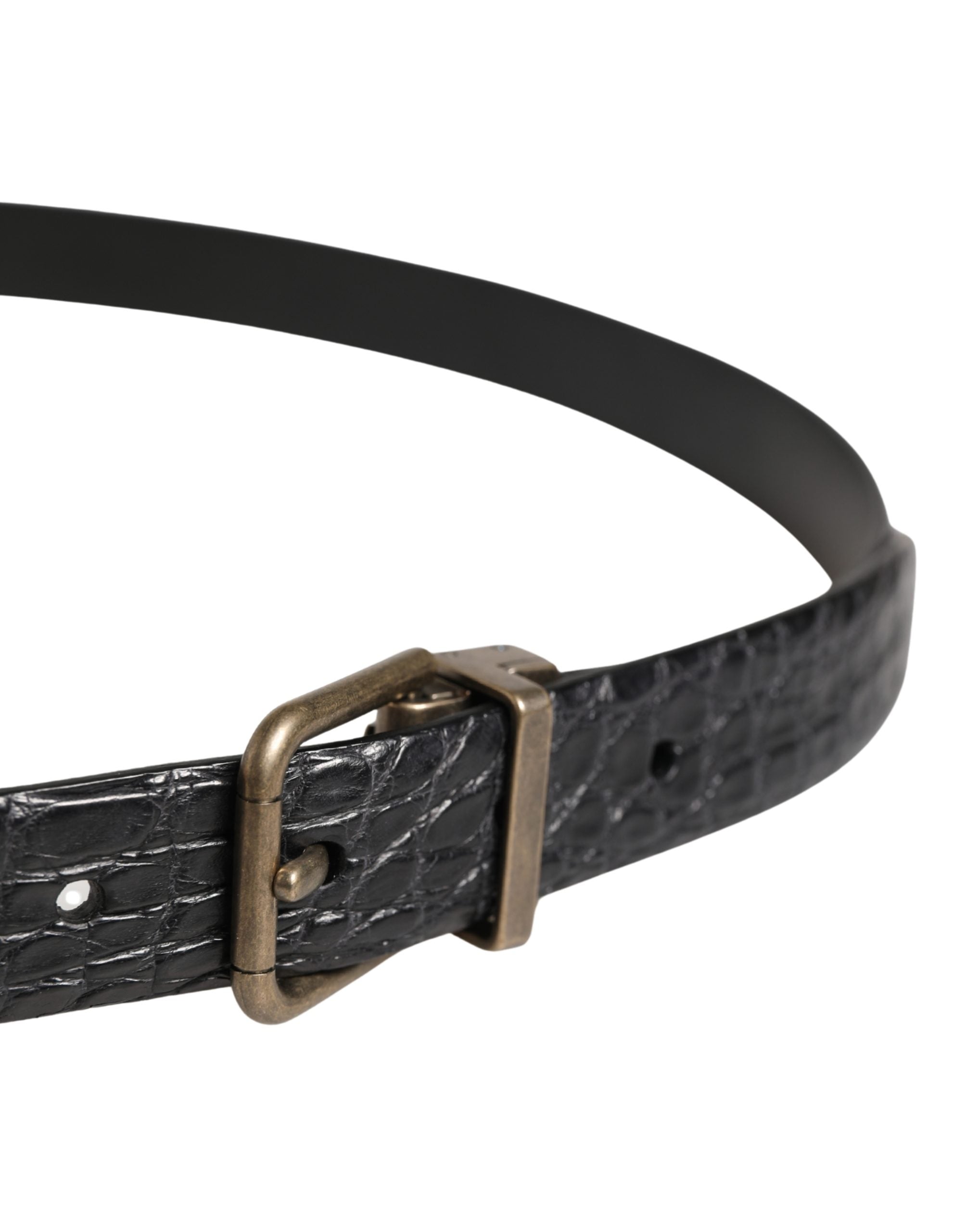 Ceinture Dolce & Gabbana pour homme en cuir exotique noir et boucle en métal