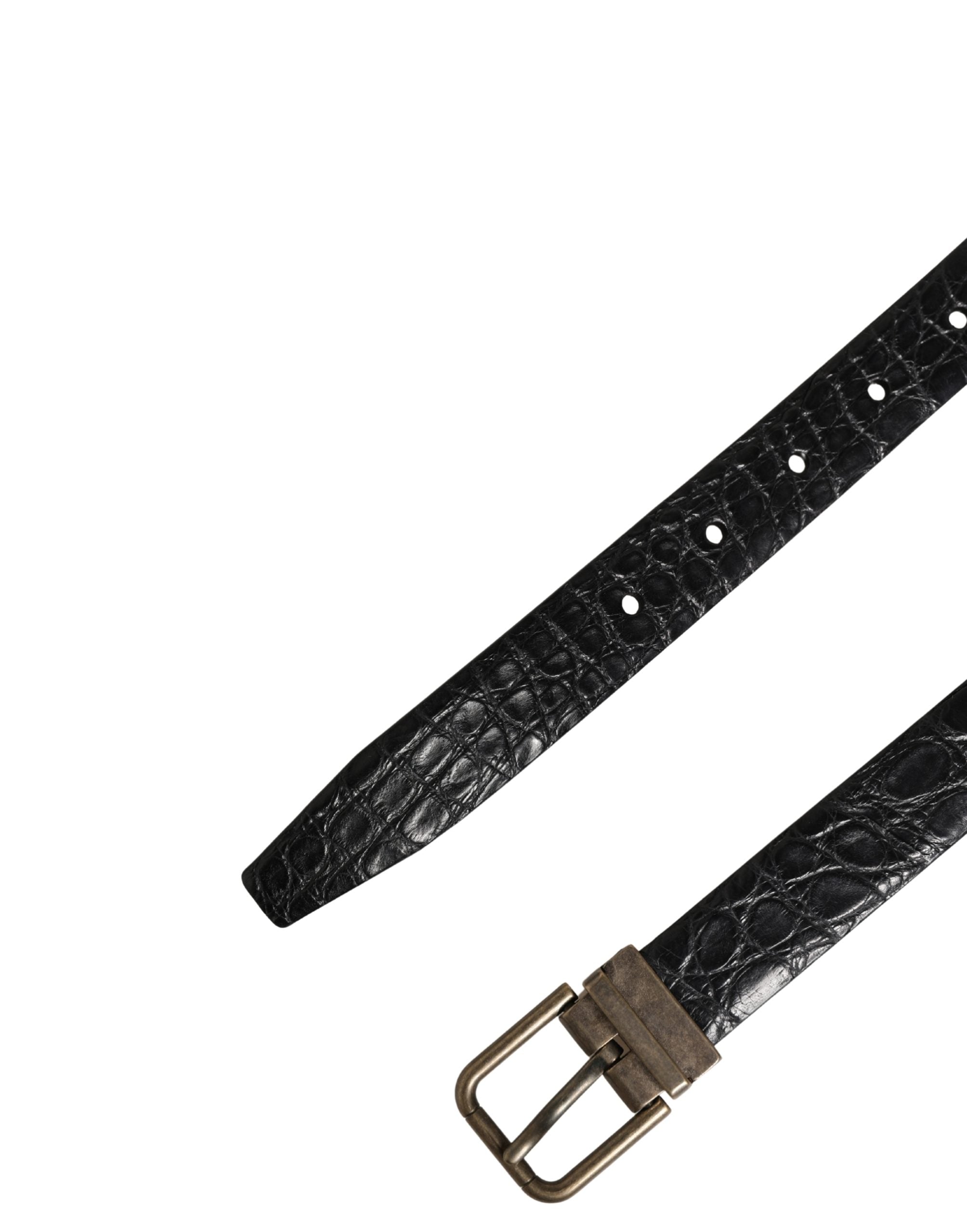 Ceinture Dolce & Gabbana pour homme en cuir exotique noir et boucle en métal