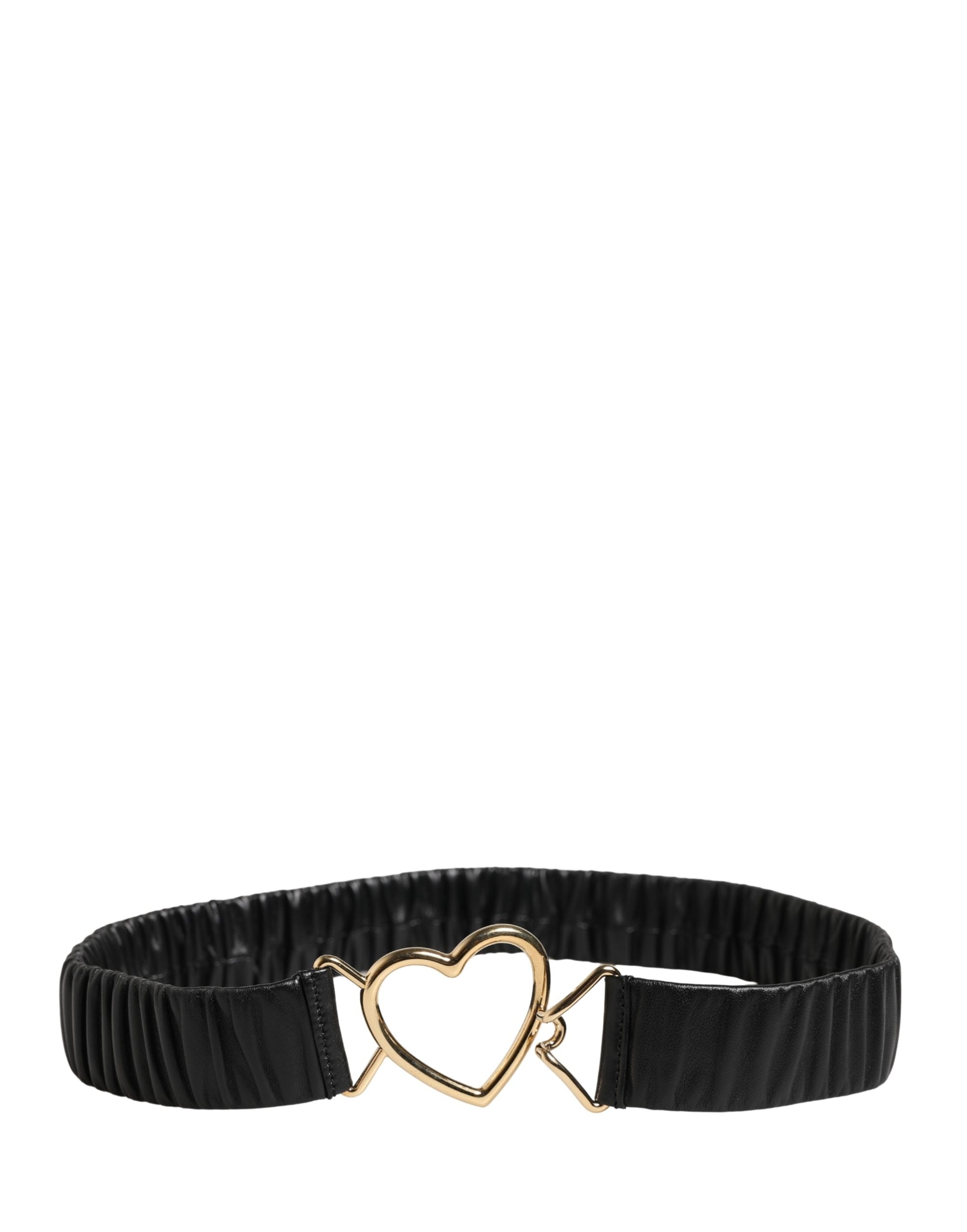 Ceinture Dolce & Gabbana en cuir noir avec boucle cœur en métal doré