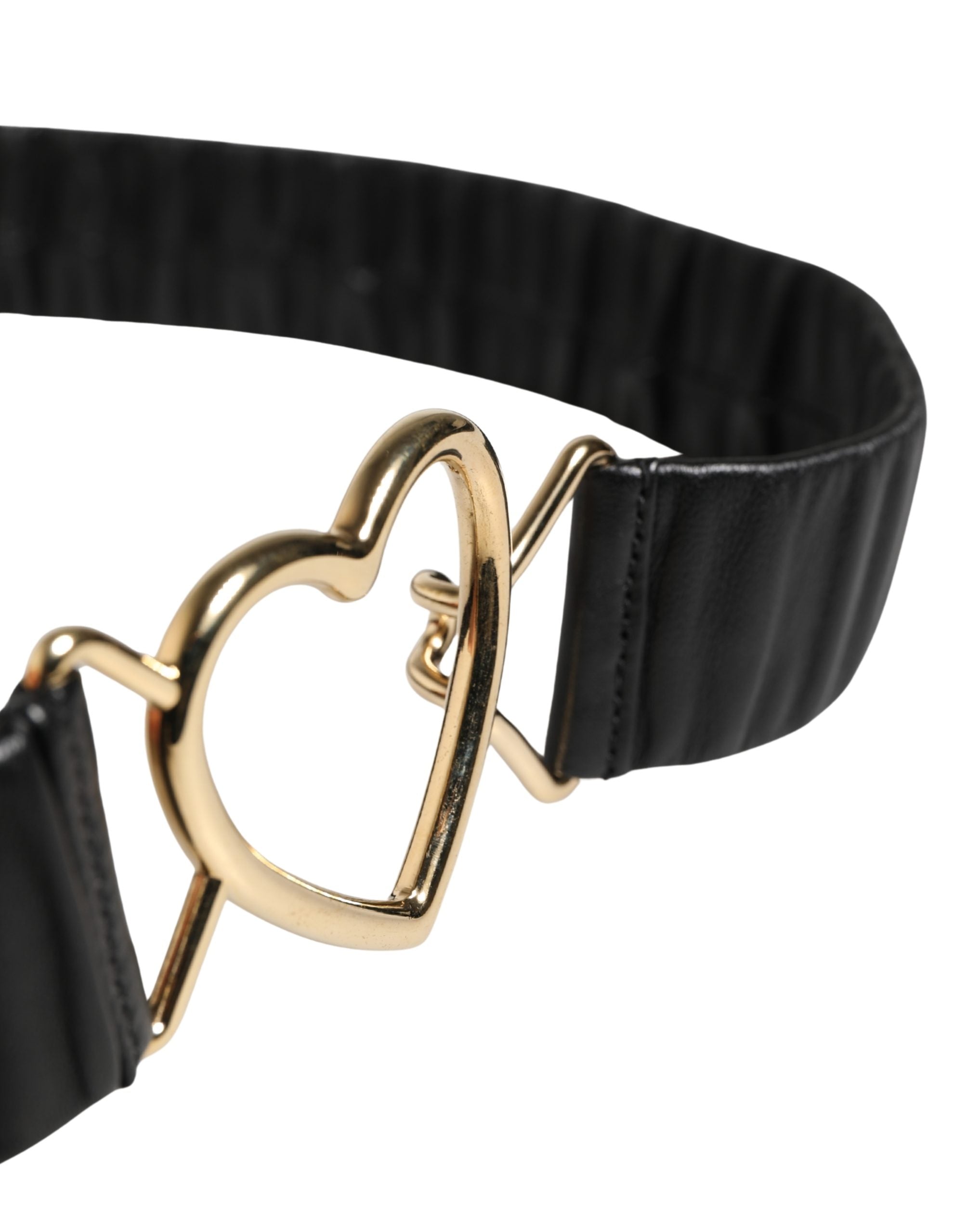 Ceinture Dolce & Gabbana en cuir noir avec boucle cœur en métal doré
