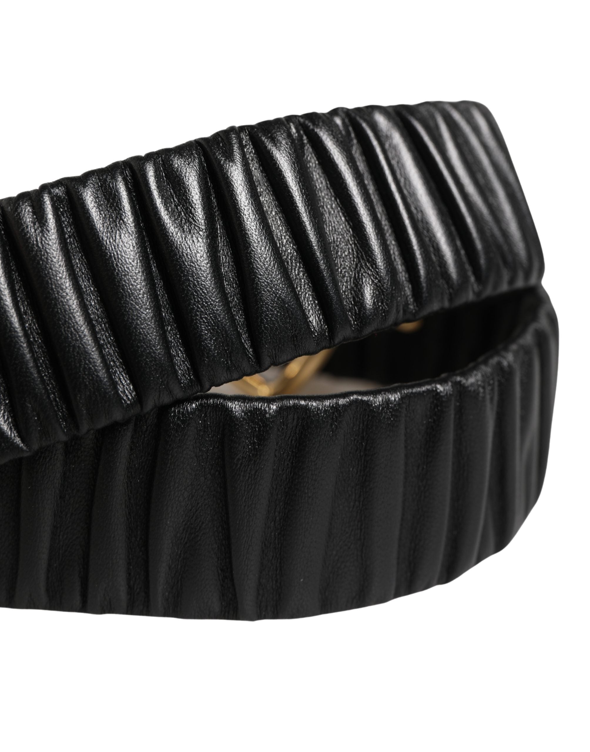 Ceinture Dolce & Gabbana en cuir noir avec boucle cœur en métal doré