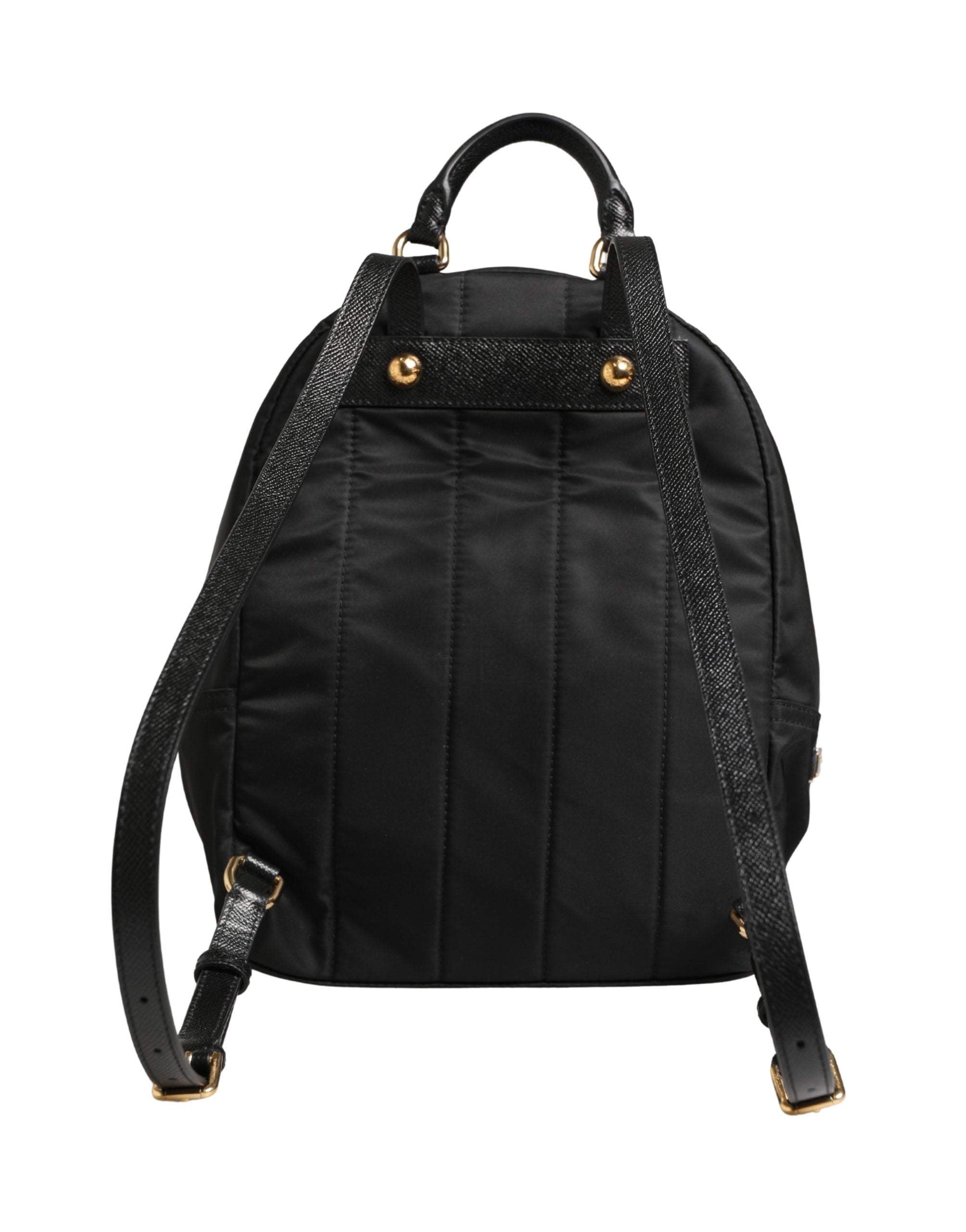 Dolce & Gabbana VULCANO Schwarzer Nylon #DGFAMILY Verzierte Rucksacktasche