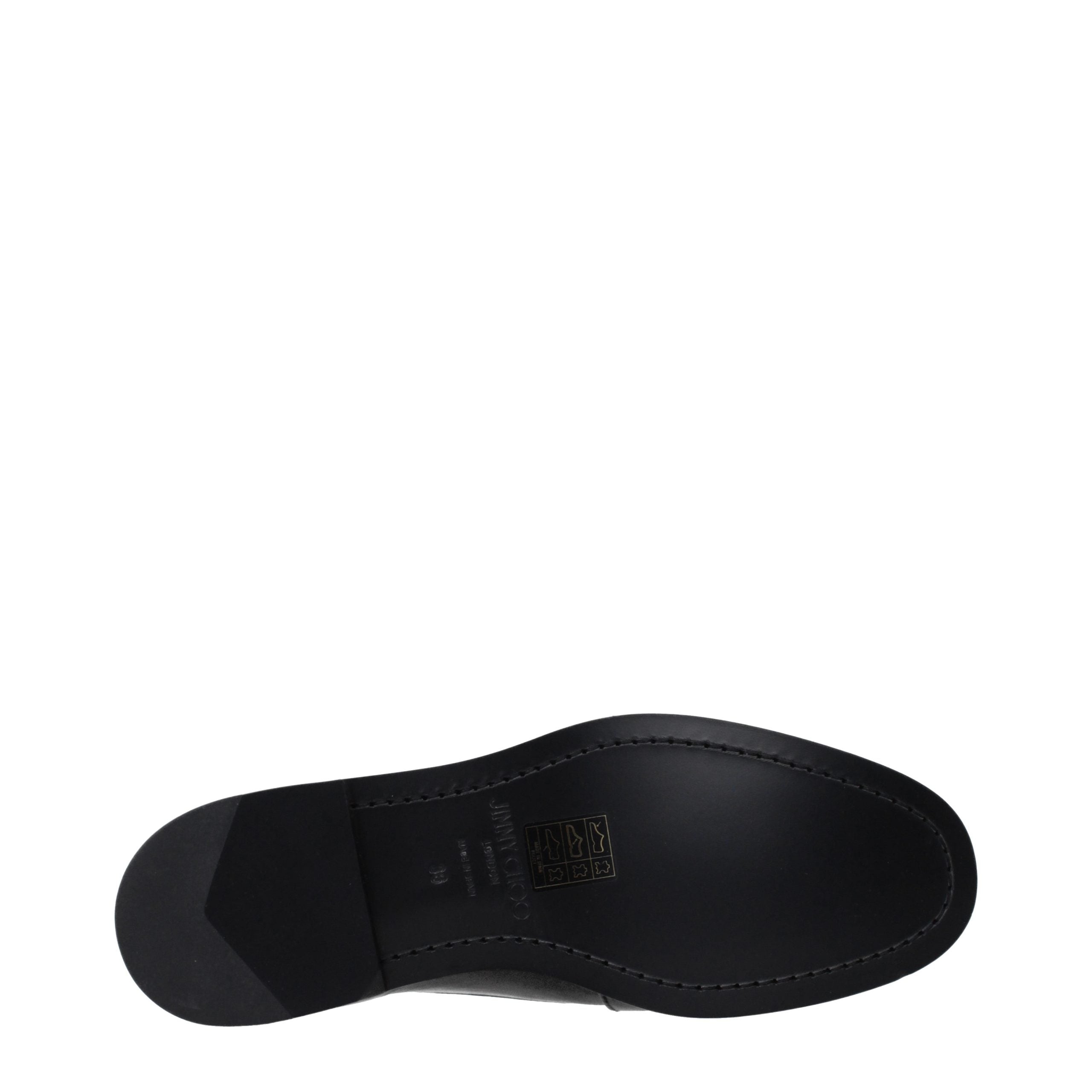 Jimmy Choo Black Leather Slip-On Loafers
