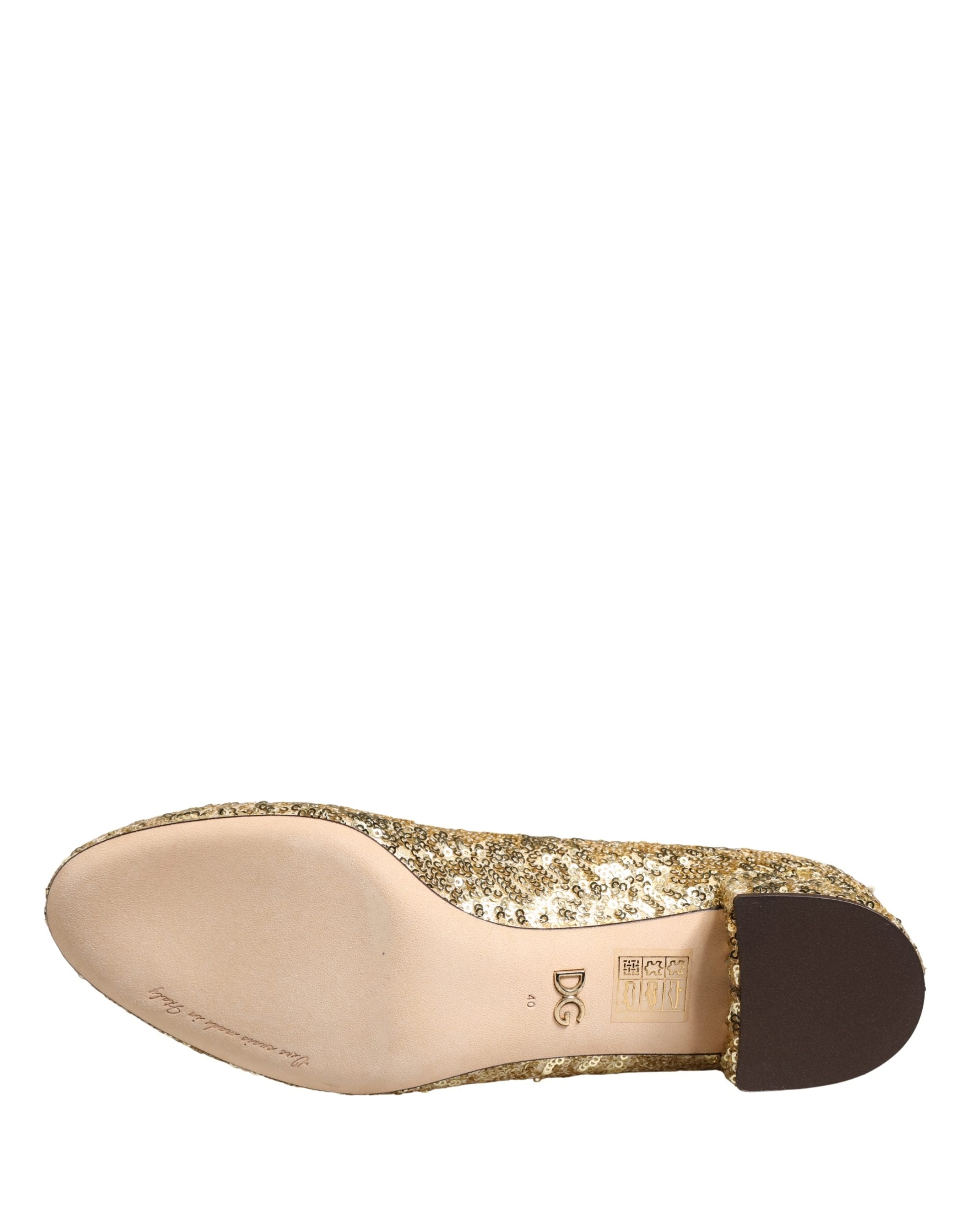 Dolce & Gabbana Gold Sequined Short Boots Stretch Shoes