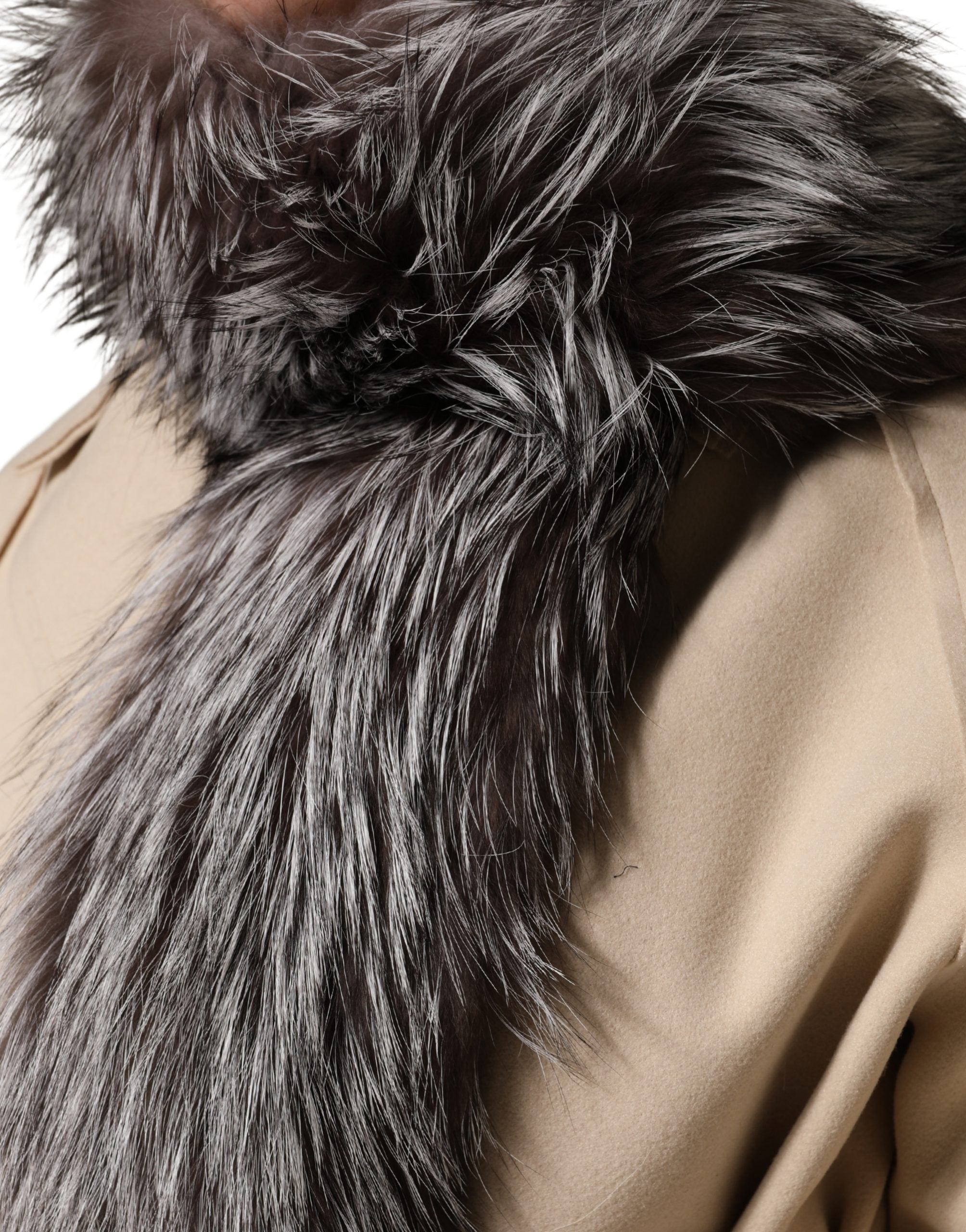 Dolce & Gabbana Grauer Fuchspelz-Nackenwärmer Winterschal