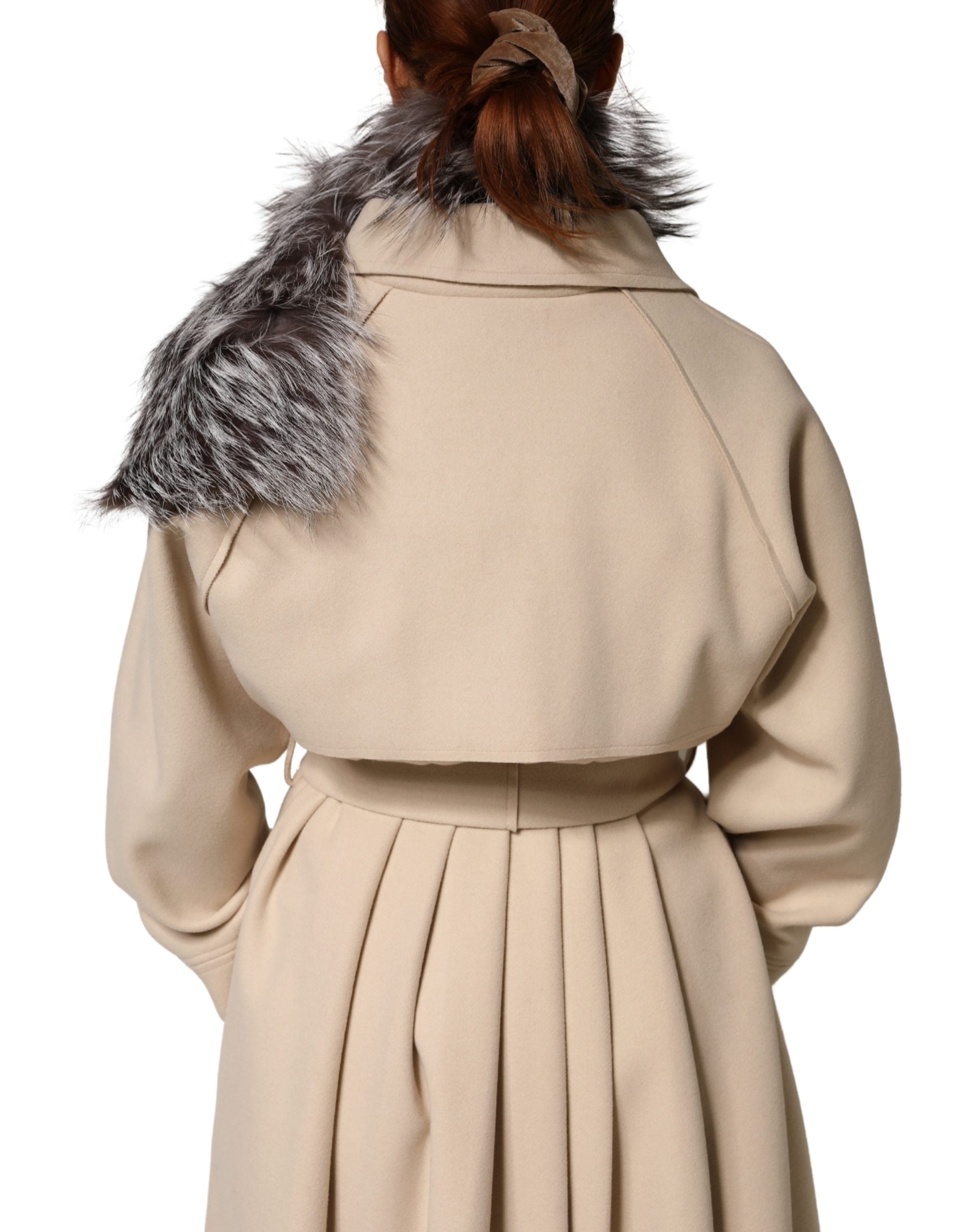 Dolce & Gabbana Grauer Fuchspelz-Nackenwärmer Winterschal