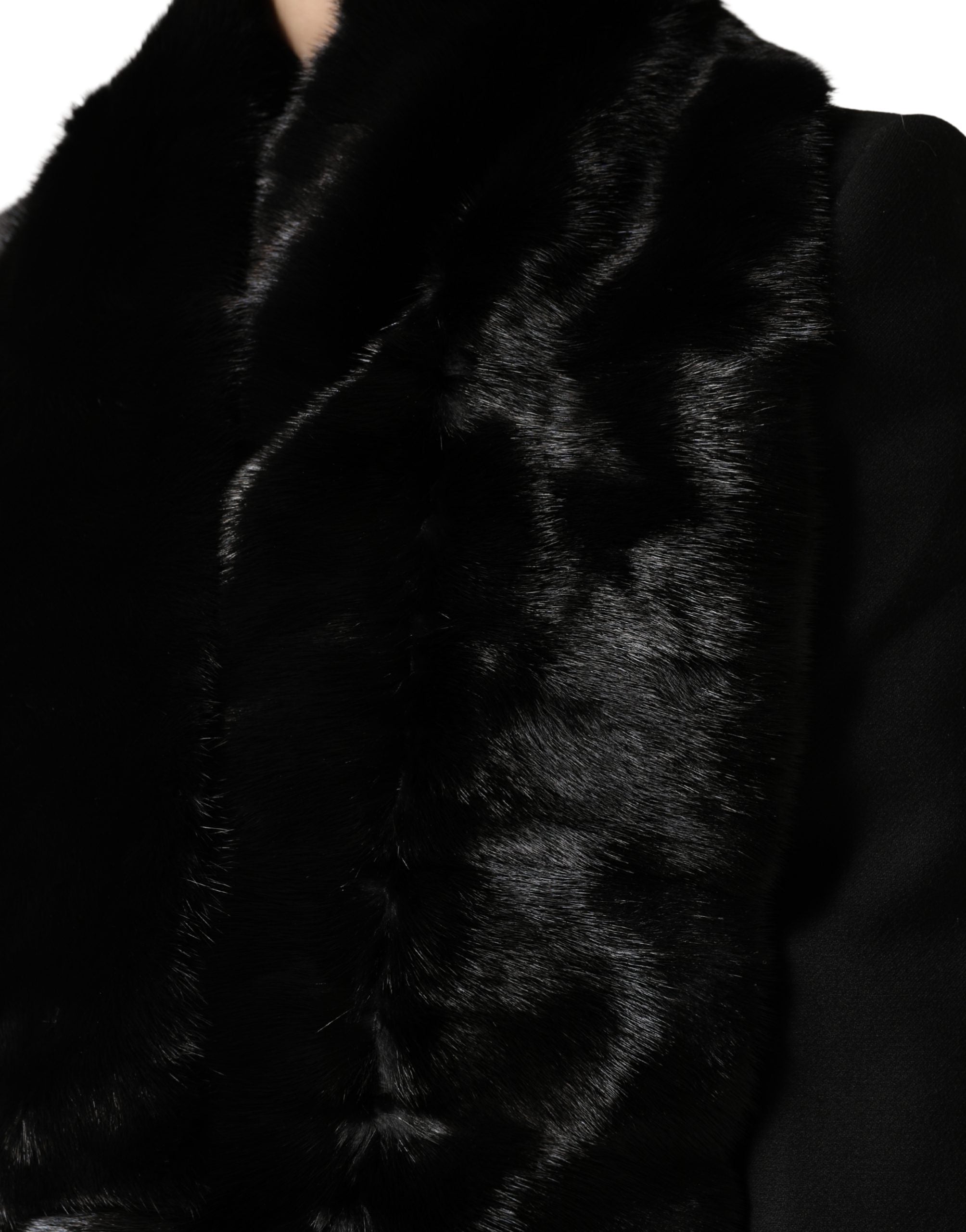 Dolce & Gabbana schwarzer Pelzschal, Halswärmer, Kragen, Schal