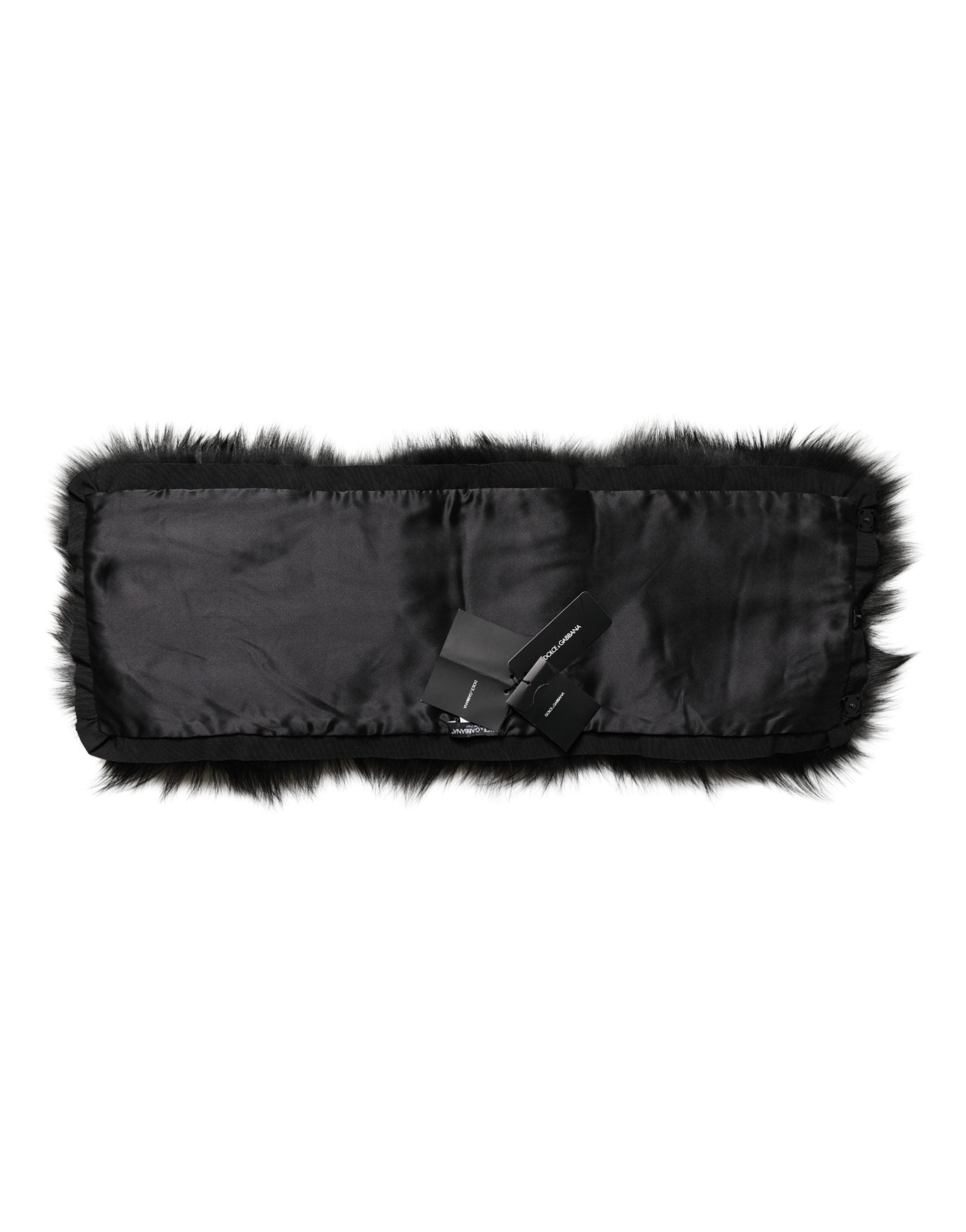 Écharpe de châle à col d'épaule en fourrure noire Dolce & Gabbana