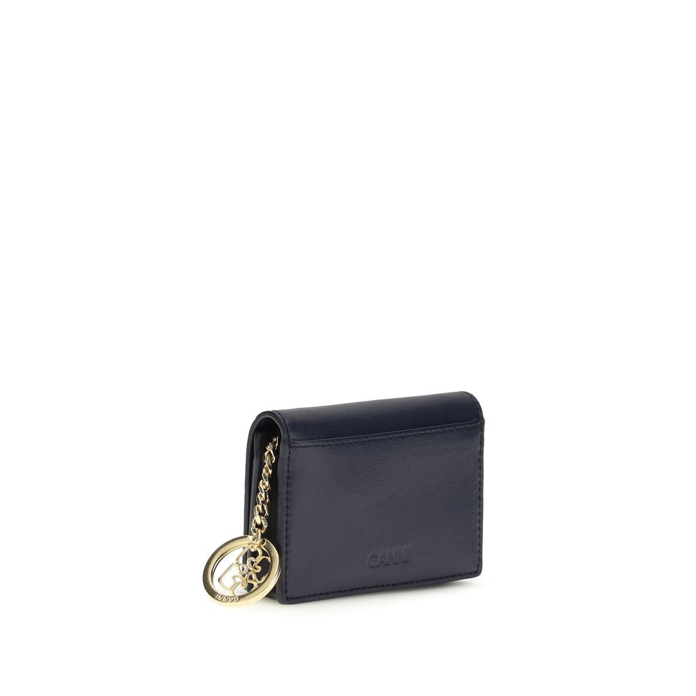 Portefeuille Ganni noir en cuir recyclé