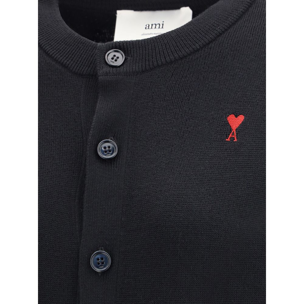 Ami Paris Black Wool Cardigan