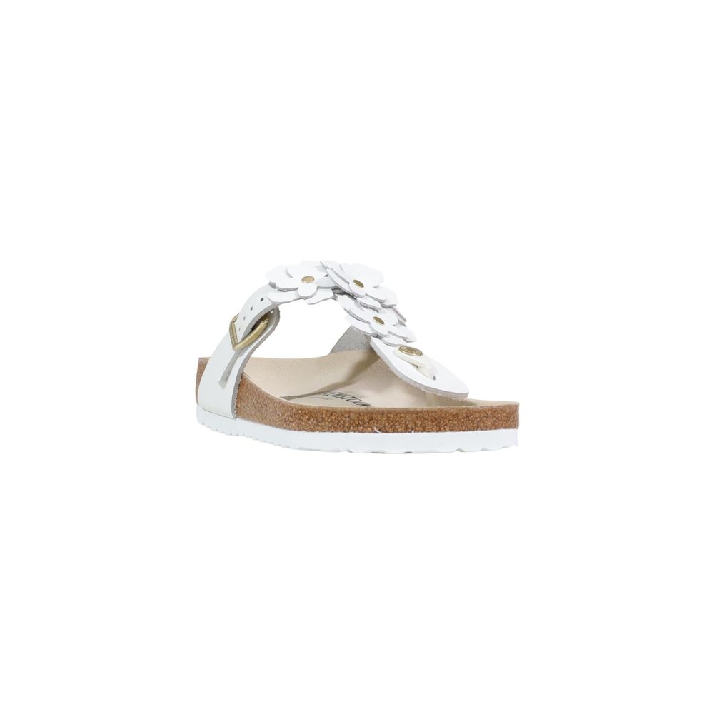 Birkenstock White Leather Flat Sandals