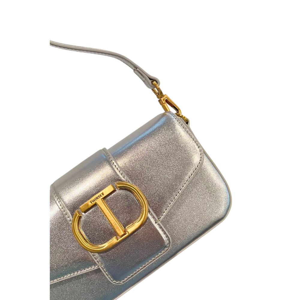 Twinset silberne PU-Damen-Umhängetasche