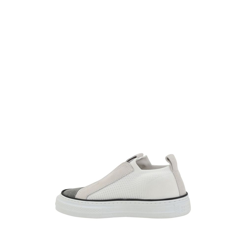 Brunello Cucinelli Weiße Nylon-Low-Top-Sneaker