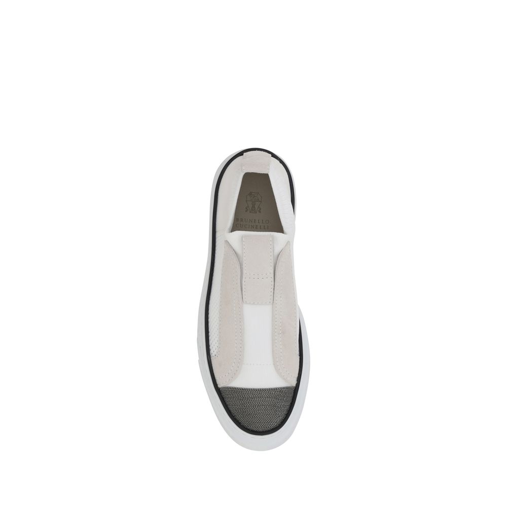 Brunello Cucinelli Weiße Nylon-Low-Top-Sneaker