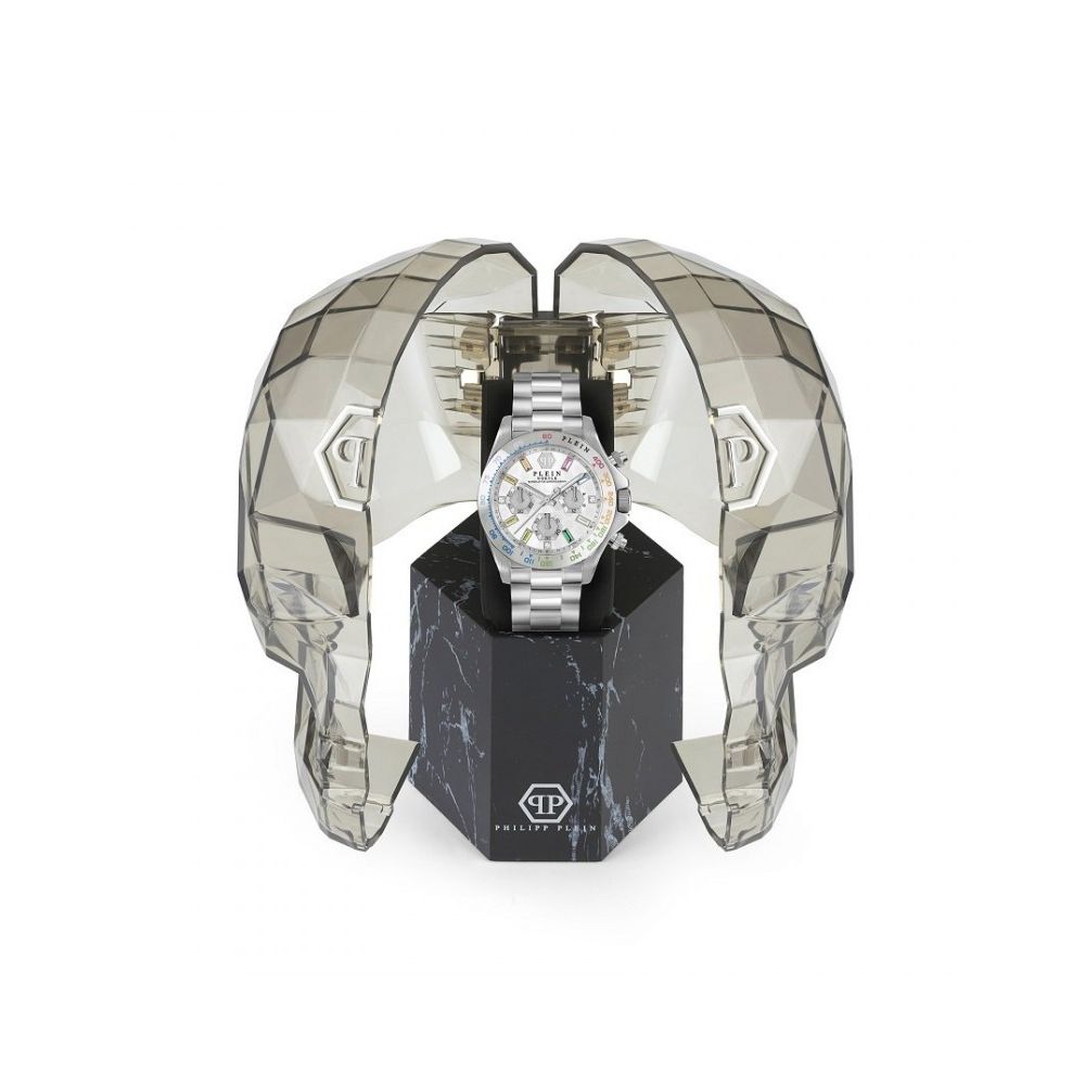 Philipp Plein Graue Edelstahl-Armbanduhr