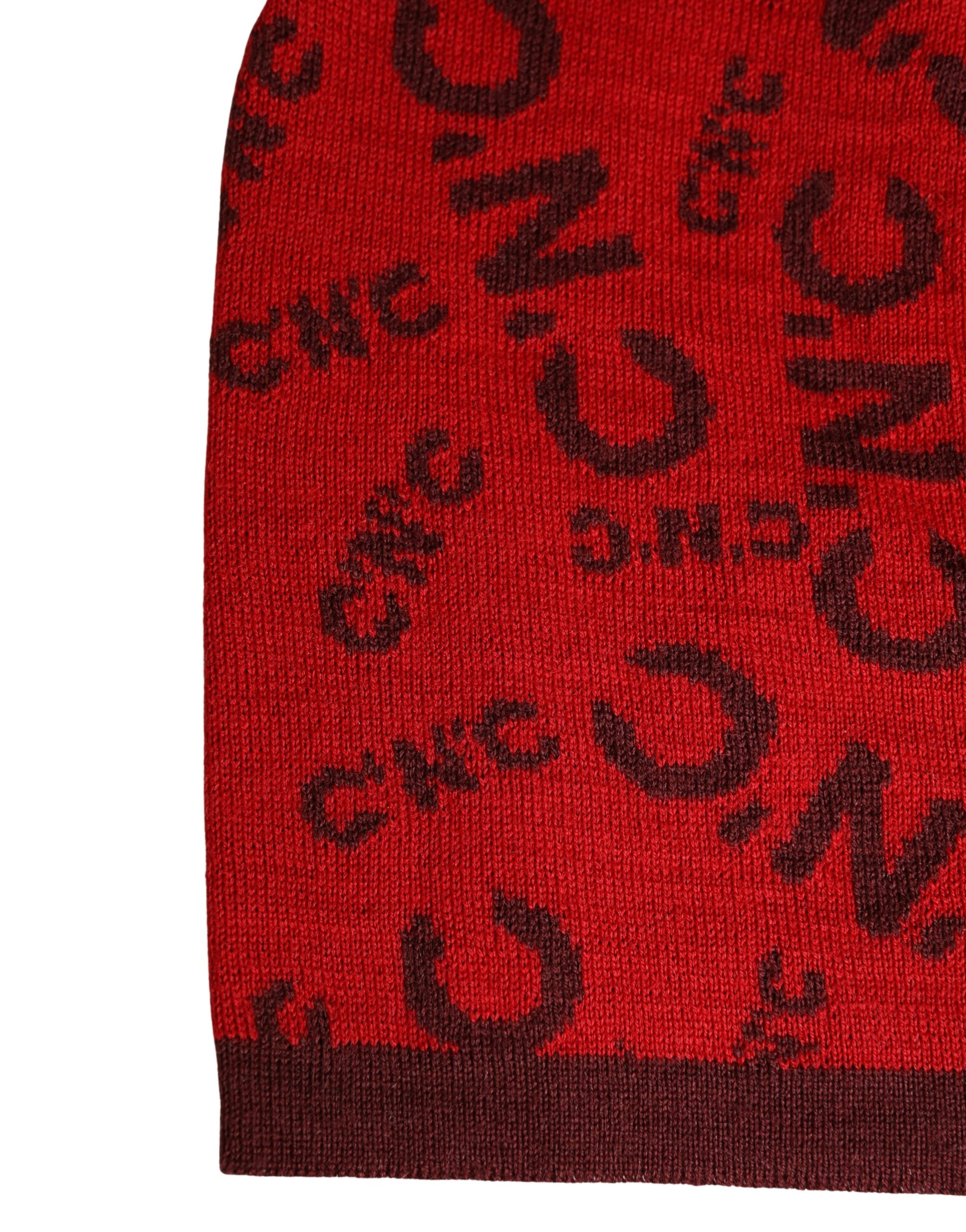 Costume National Red Wool Blend Branded Beanie Capello Hat