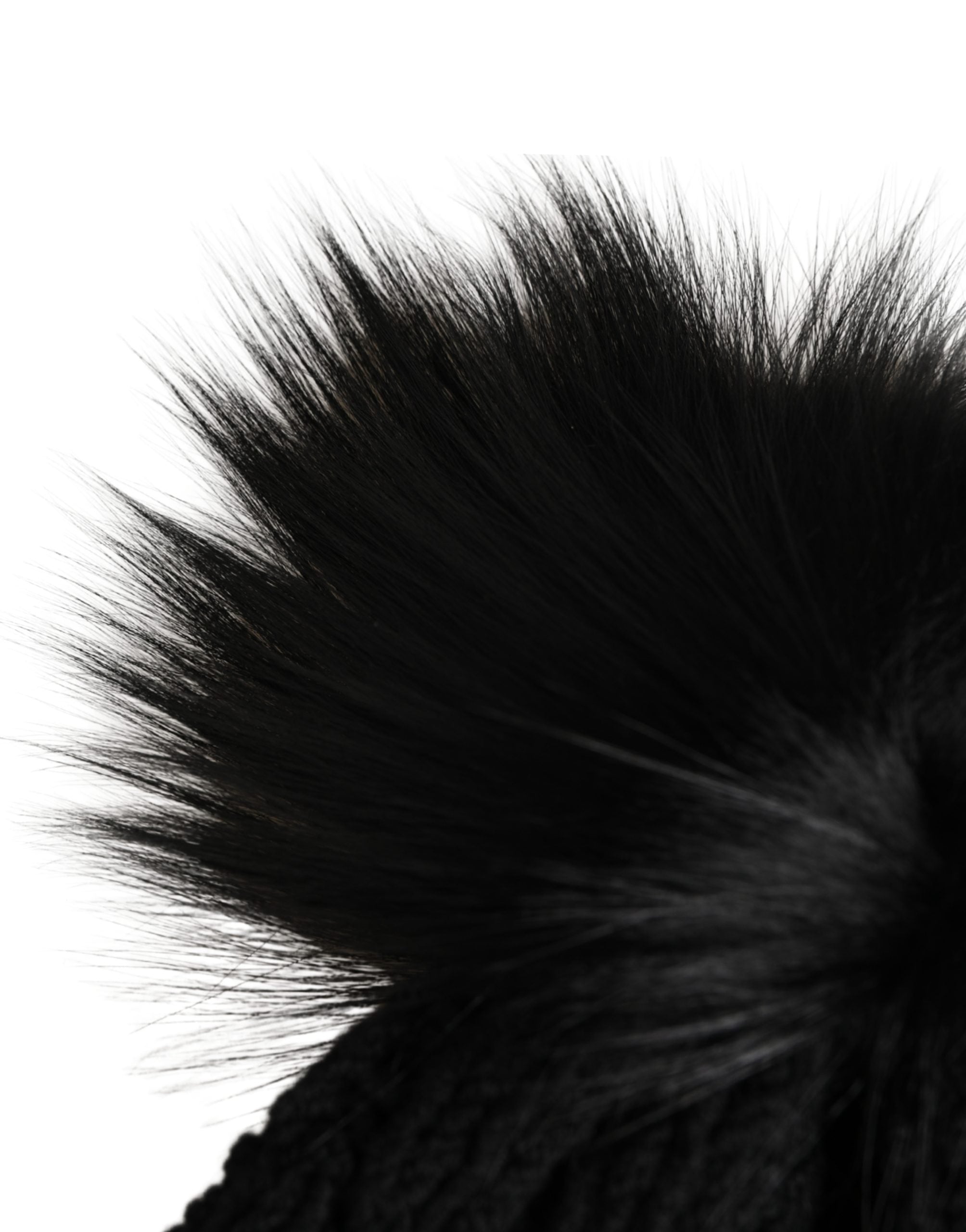 Dolce & Gabbana Wintermütze aus Acrylstrick mit Pelz in Schwarz