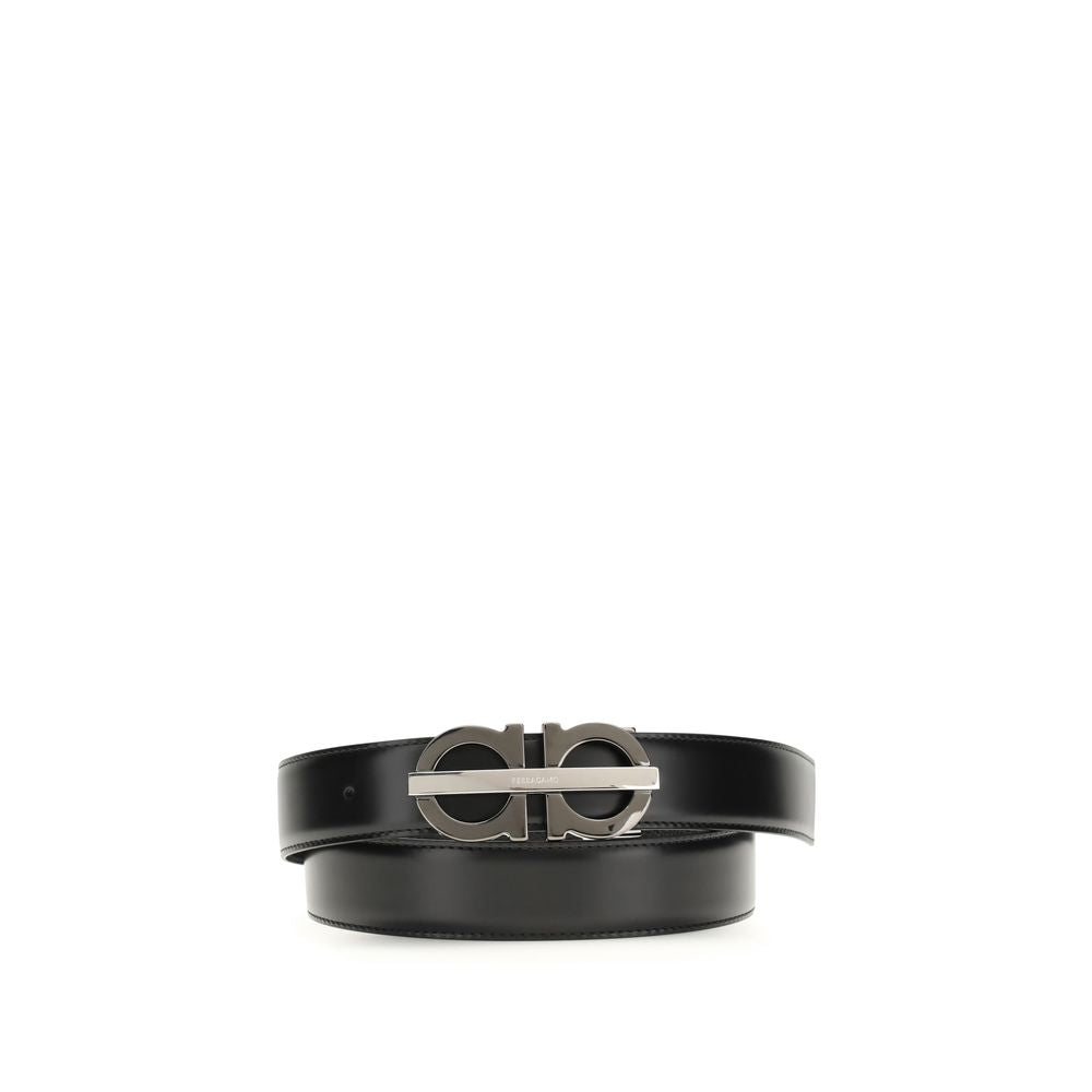 Ferragamo Black Calf Leather Bos Taurus Regular Belt