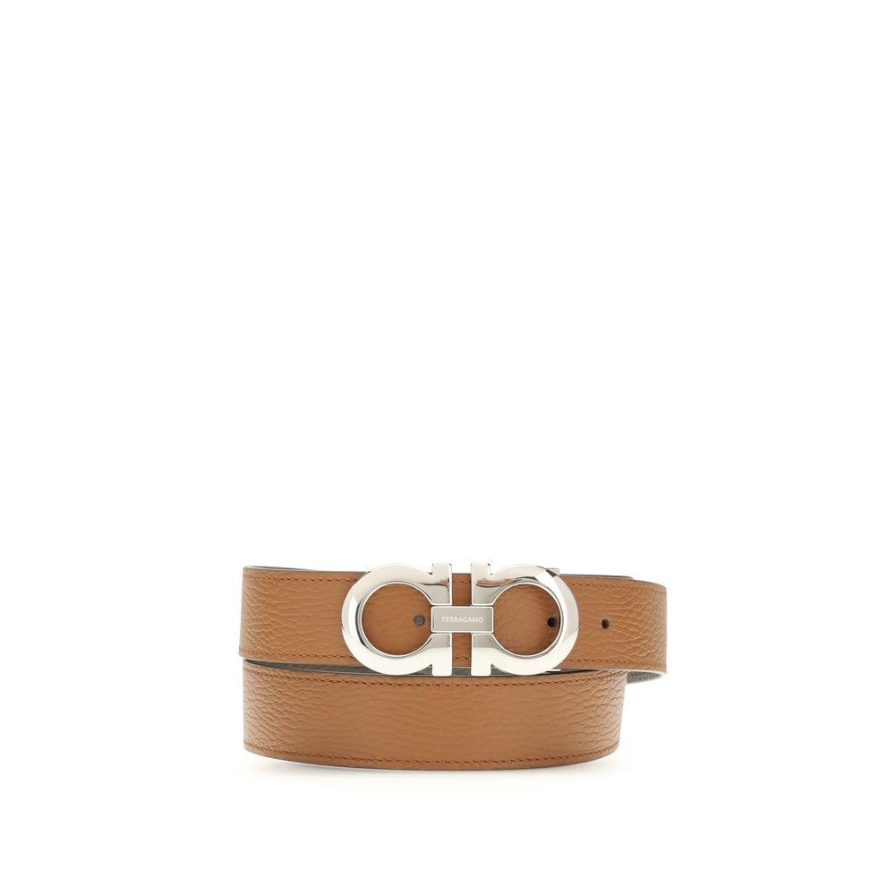 Ferragamo Brown Calf Leather Bos Taurus Belt