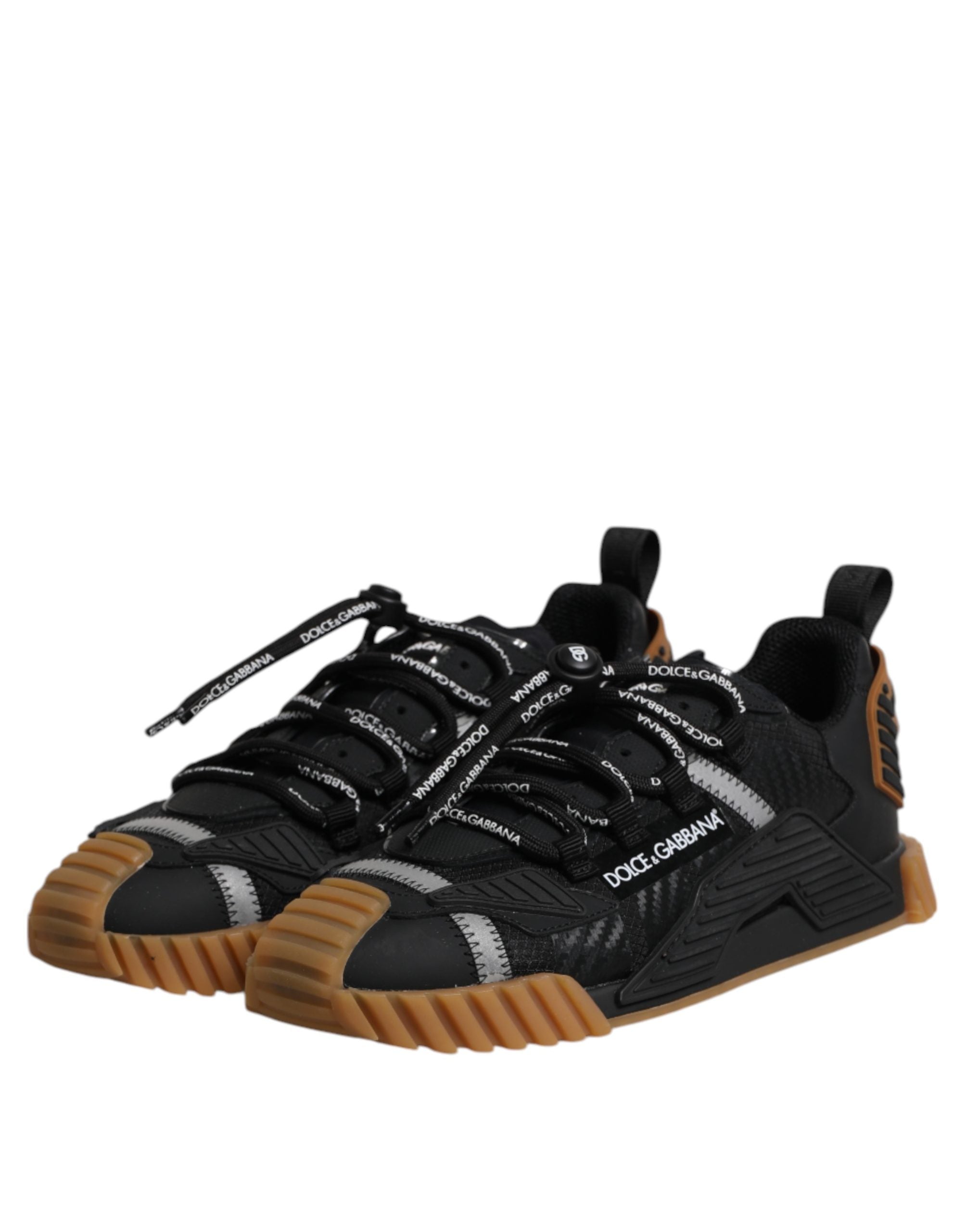 Dolce & Gabbana Schwarze Logo-Schnürschuhe niedriger NS1-Sneakers
