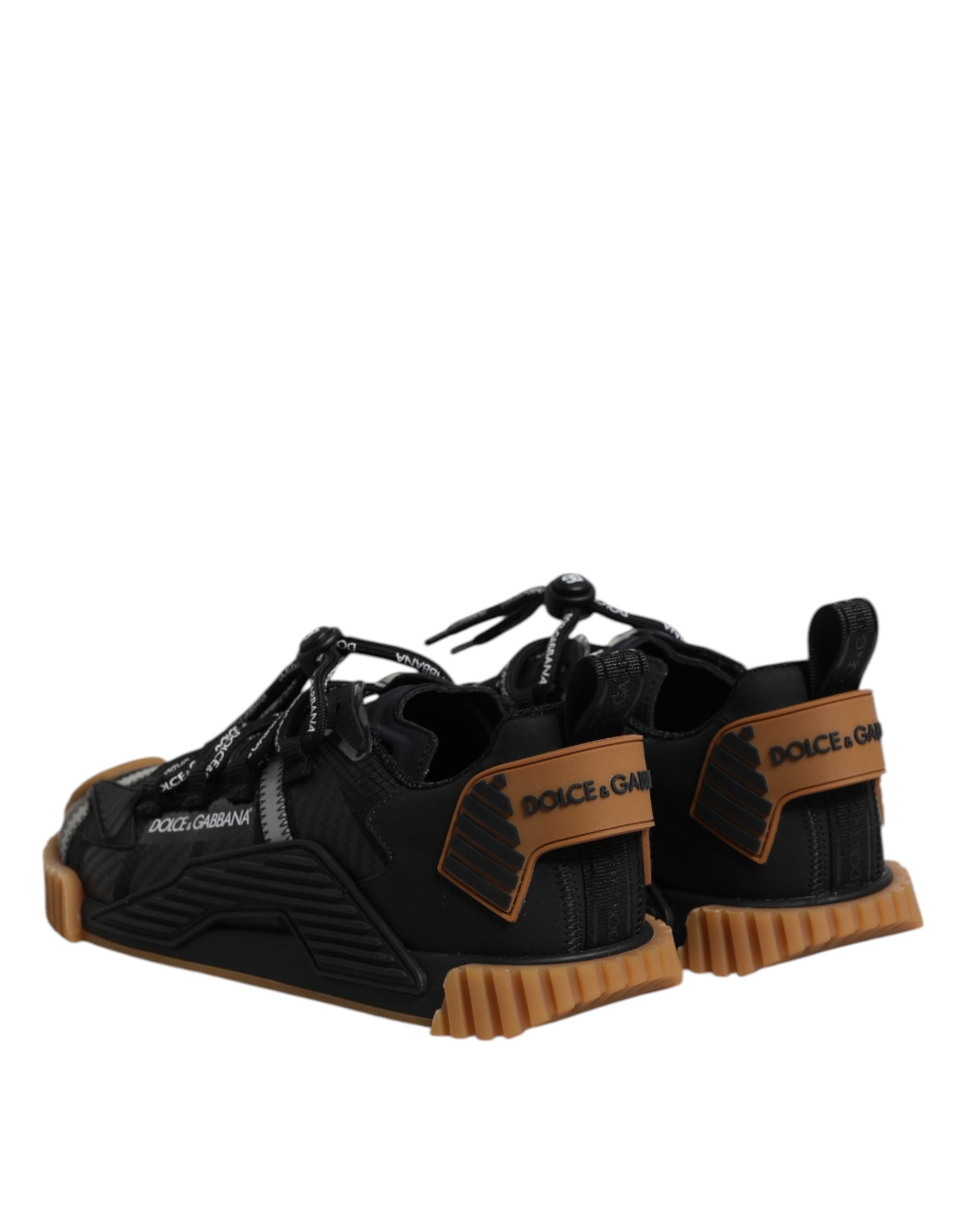Dolce & Gabbana Schwarze Logo-Schnürschuhe niedriger NS1-Sneakers