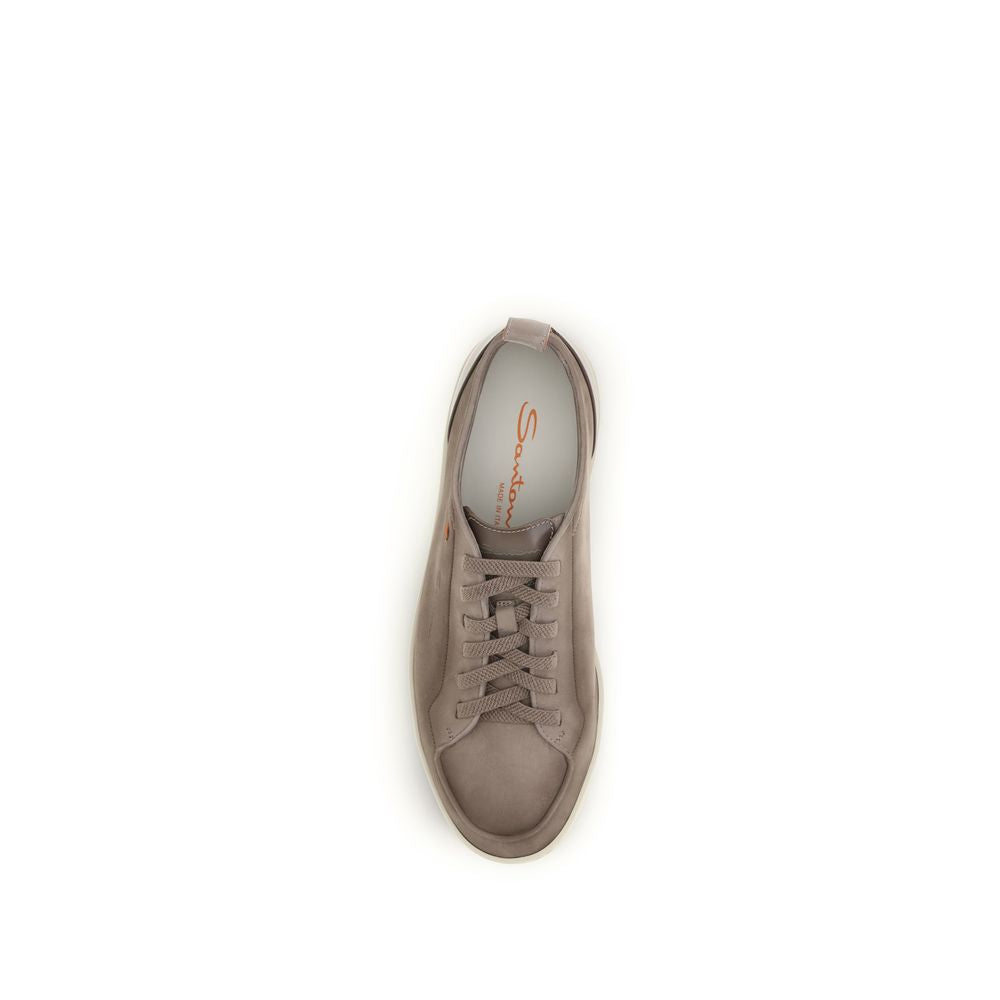 Santoni Beige Kalbsleder Bos Taurus Low Top Sneaker