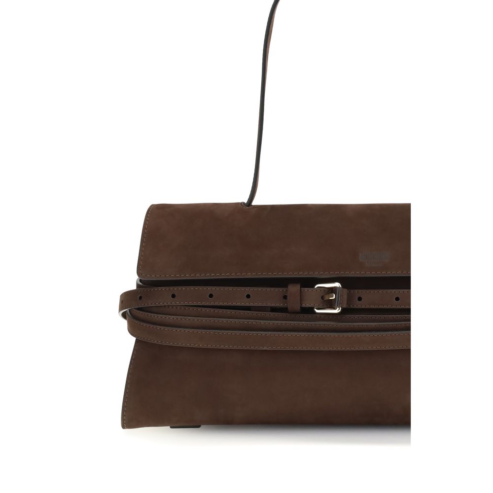Moschino Brown Calf Leather Bos Taurus Shoulder Bag