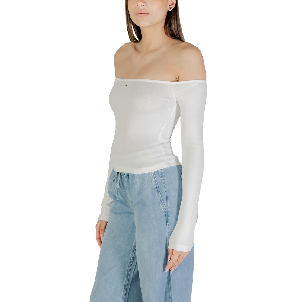 Tommy Hilfiger Jeans Cream Recycled Cotton Long Sleeve T-Shirt