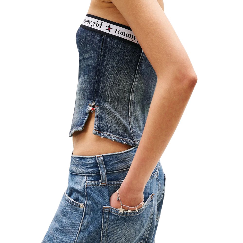 Tommy Hilfiger Jeans Blaues Oberteil aus recycelter Baumwolle