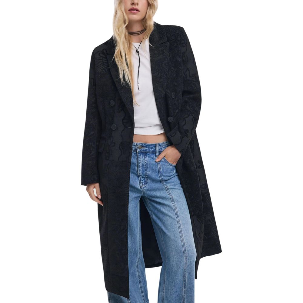 Desigual Black Polyester Coat