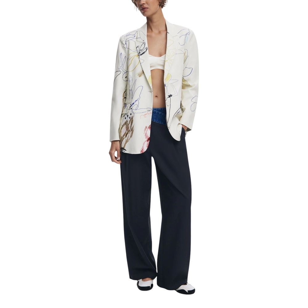 Desigual Cream Cotton Blazer
