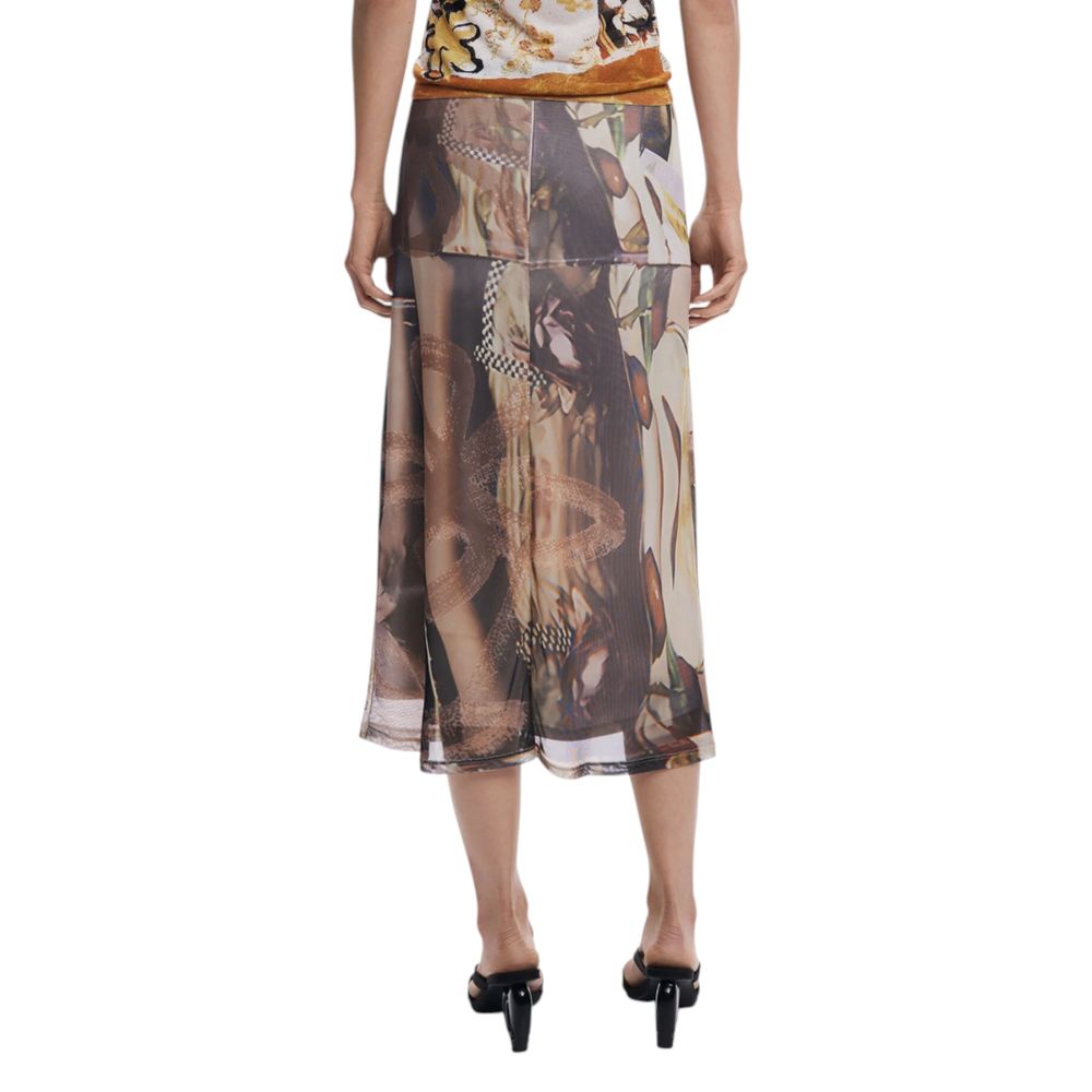 Desigual Beige Polyester Long Skirt