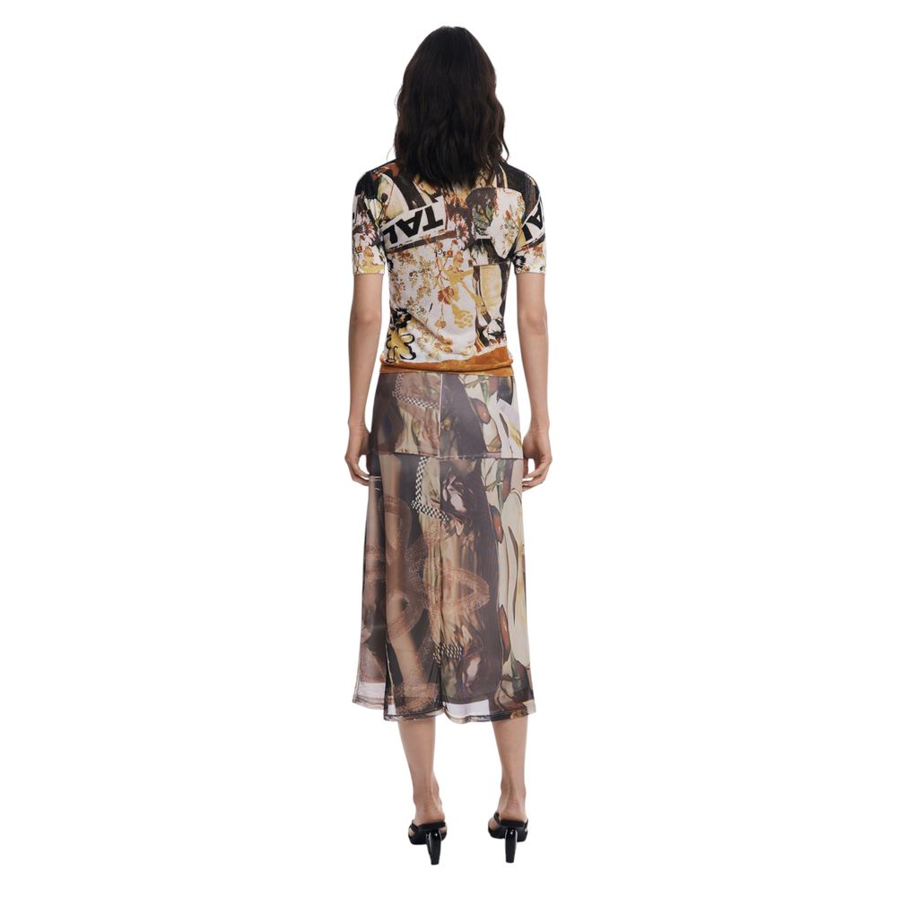 Desigual Beige Polyester Long Skirt