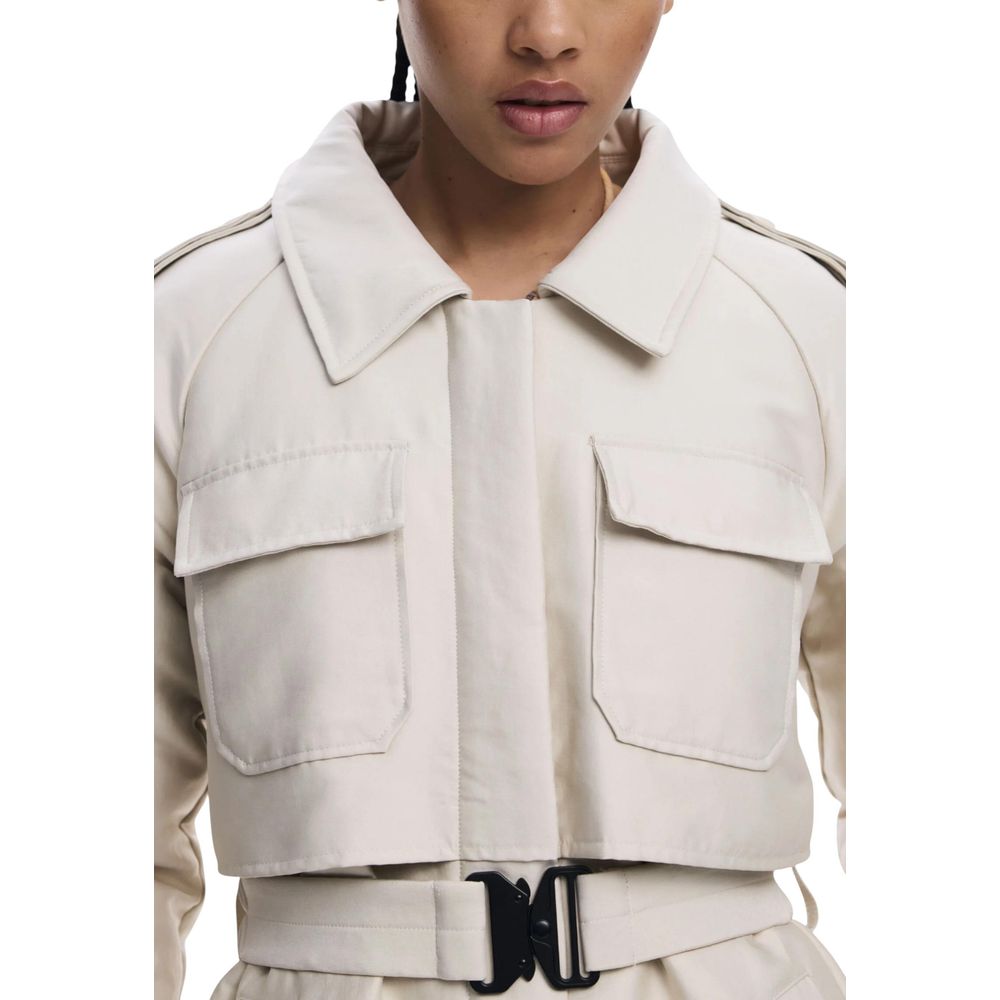 Desigual Cream Polyester Coat