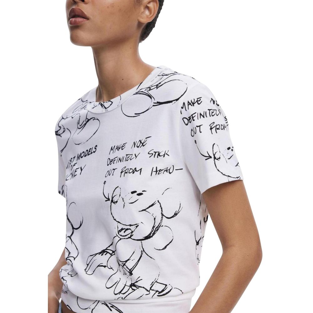 Desigual White Cotton T-Shirt