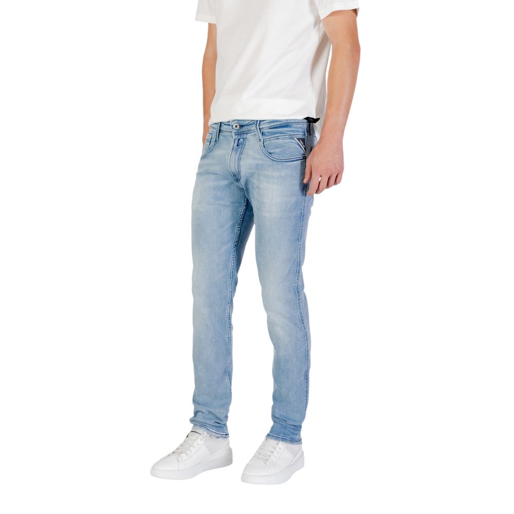 Replay Light Blue Cotton Relaxed Fit Jeans