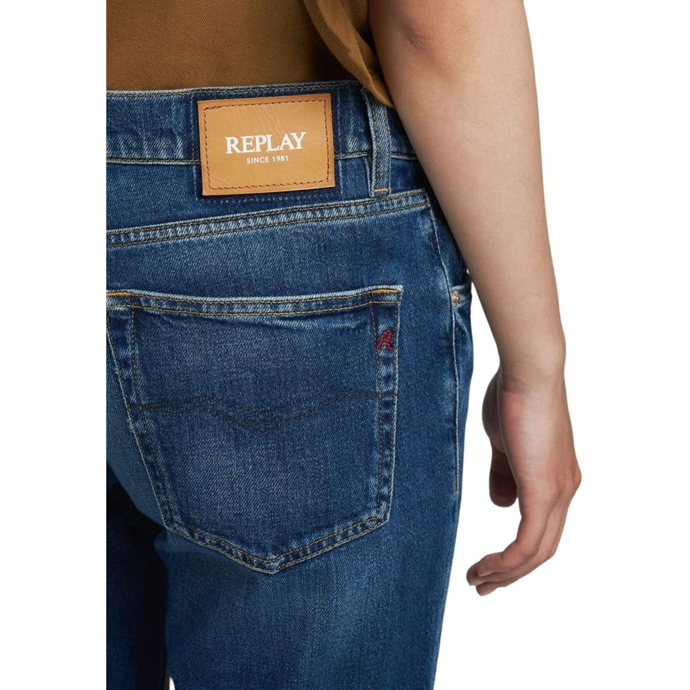 Replay Blue Cotton Mom Jeans