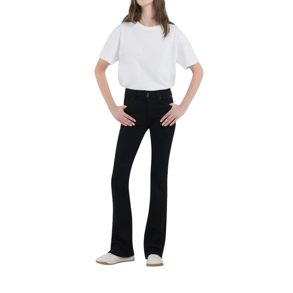 Replay Black Cotton Bootcut Jeans