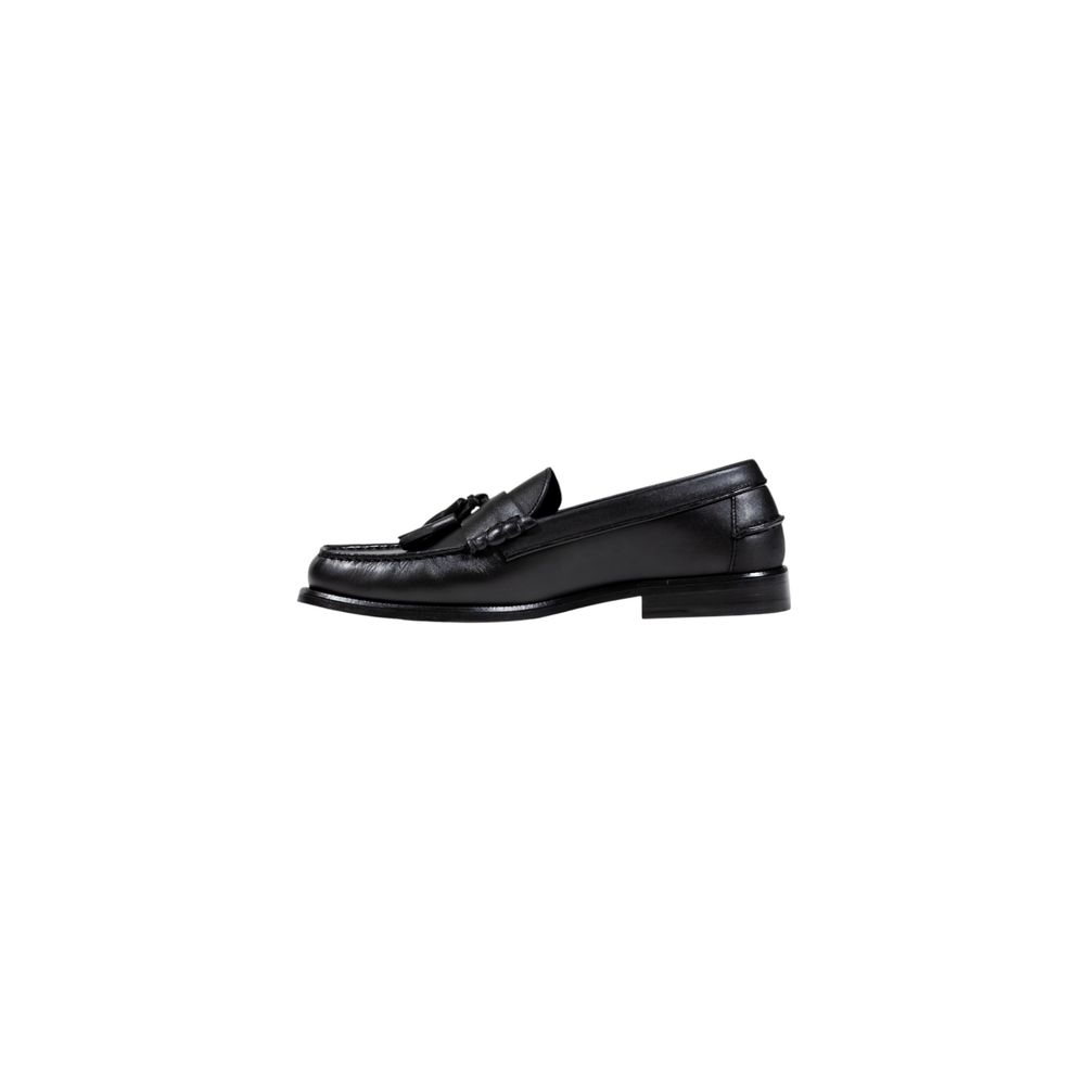 Tommy Hilfiger Black Leather Slip-On Loafers