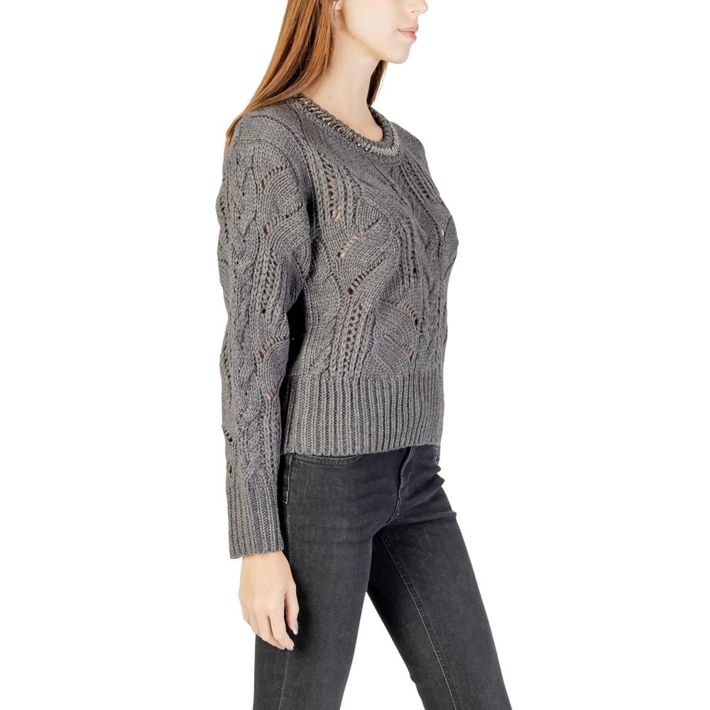 Liu Jo Gray Marabou Sweatshirt