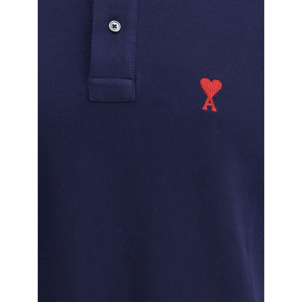 Ami Paris Blue Cotton Polo Shirt
