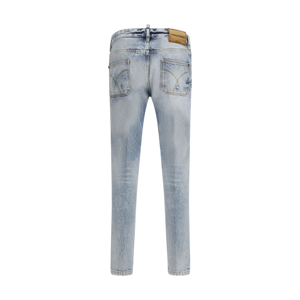 Dsquared² Blue Cotton Straight-Leg Jeans