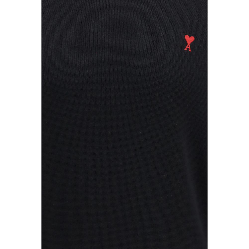 Ami Paris Black Merino Wool Sweatshirt