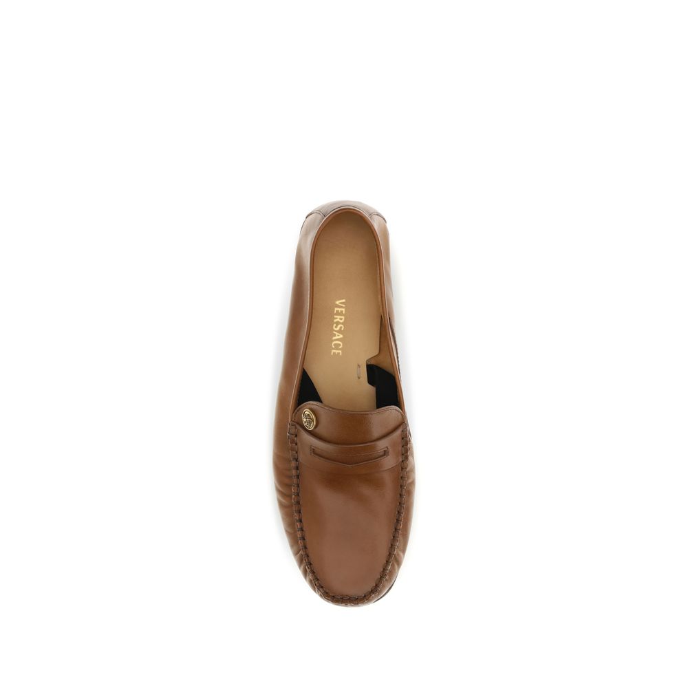 Versace Braune Kalbsleder-Slipper aus Bos Taurus
