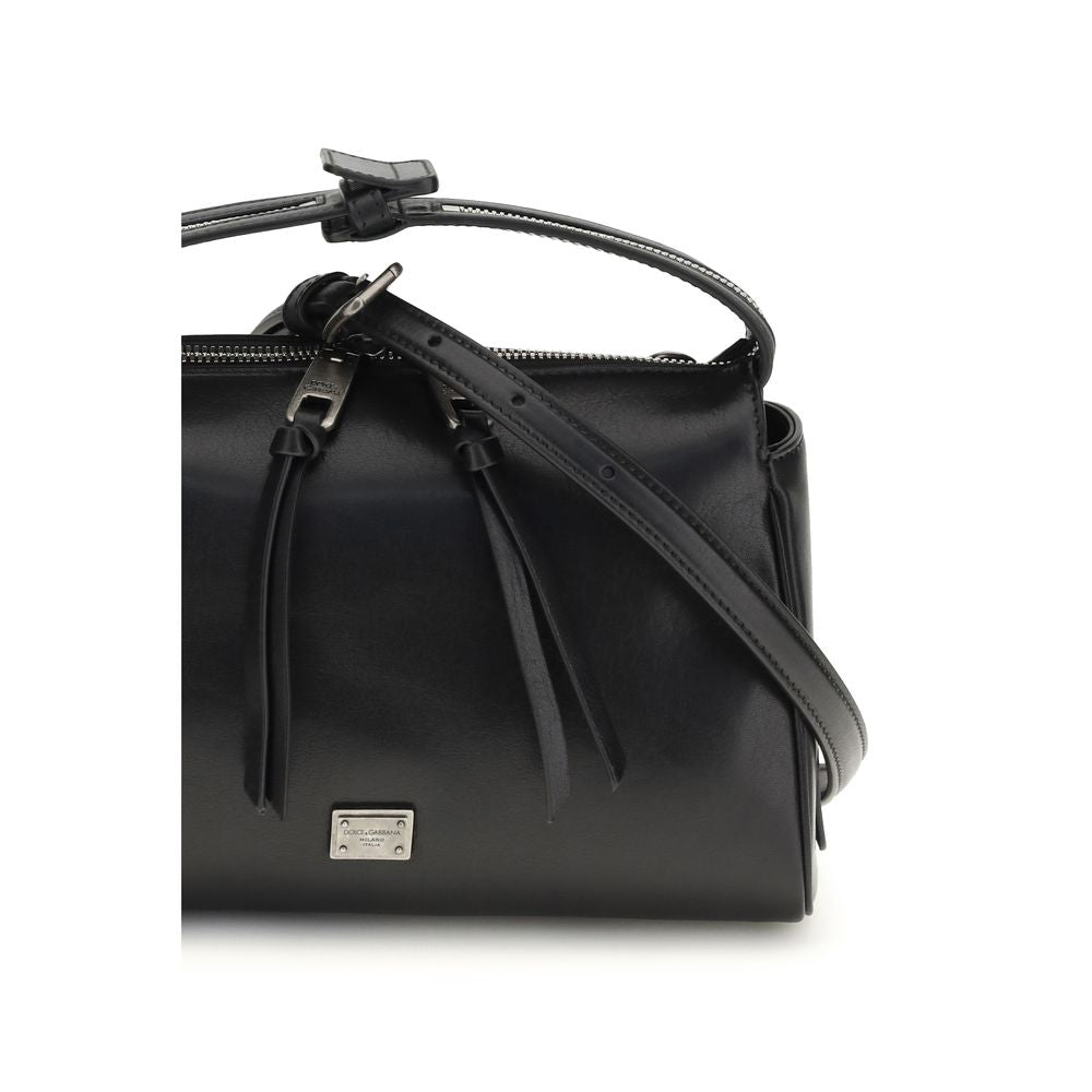 Dolce & Gabbana Black Calf Leather Bos Taurus Shoulder Bag