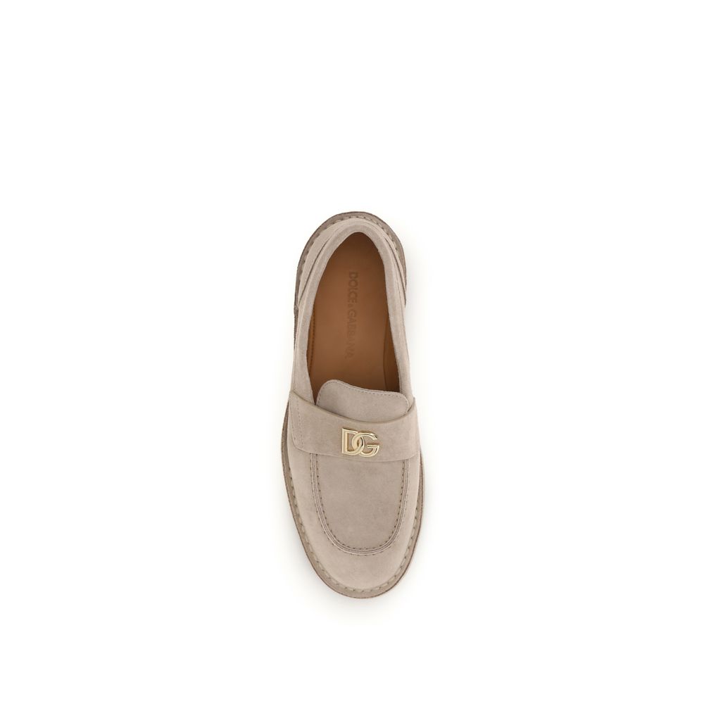 Dolce & Gabbana Beige Calf Leather Bos Taurus Slip-On Loafers