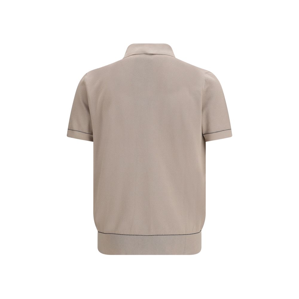 Brioni Beige Cotton Polo Shirt