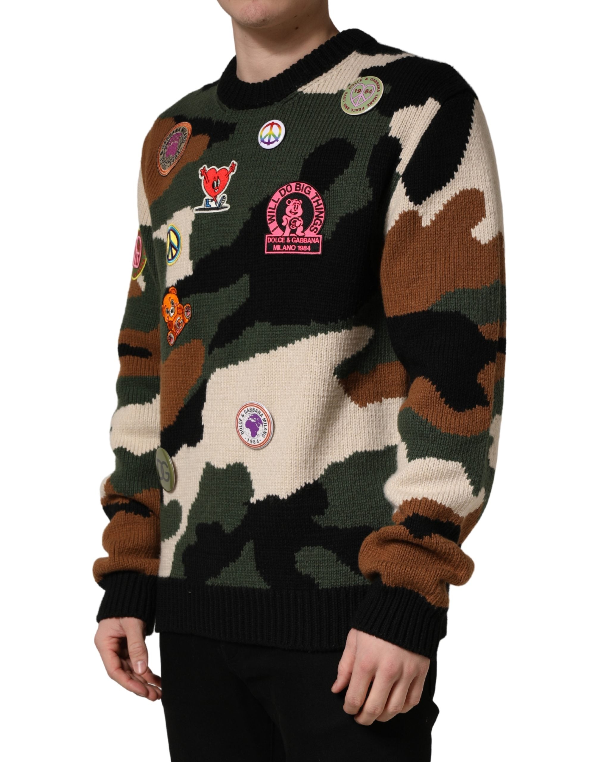 Pull Dolce & Gabbana multicolore en intarsia de camouflage